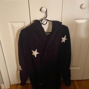 Fuzzy Black Jacket with Stars